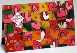 Valentine card - 3rd landscape design woven from paper strips