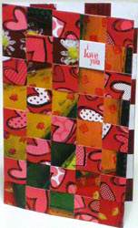 Valentine card - 2nd portrait design woven from paper strips