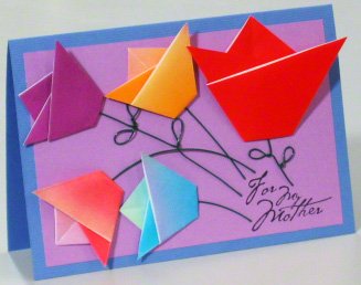 Mothers Day card with origami tulips