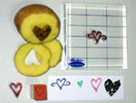 Rubber ink stamps and potato stamp