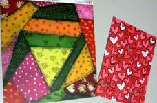 Materials for Valentine card woven from paper strips
