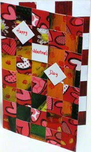 Valentine card woven from paper strips